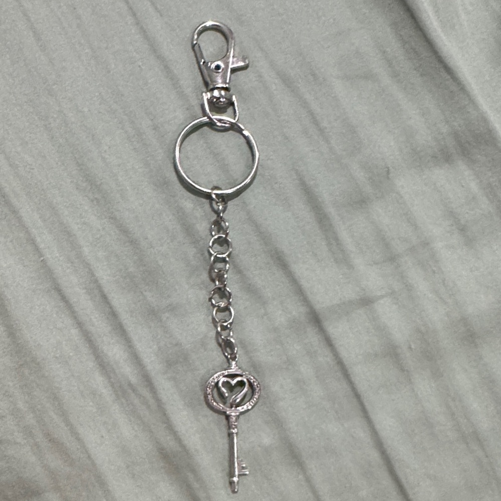 Sterling Silver Heart Key Pendant Keychain